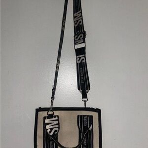 Steve Madden Black & Cream Logo Strap Crossbody Bag